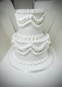 Overpiped wedding cakes